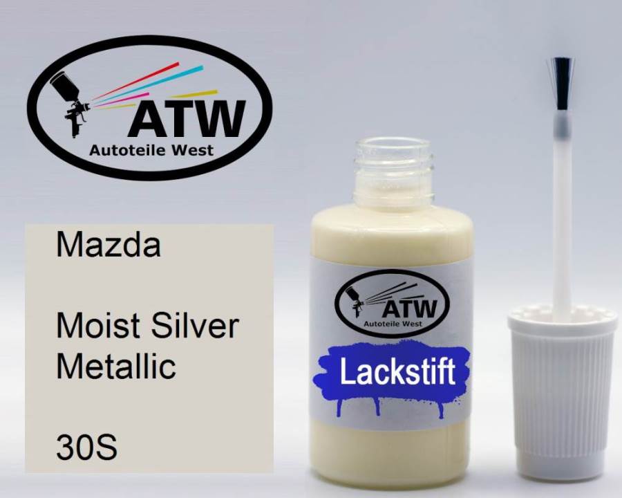 Mazda, Moist Silver Metallic, 30S: 20ml Lackstift, von ATW Autoteile West.